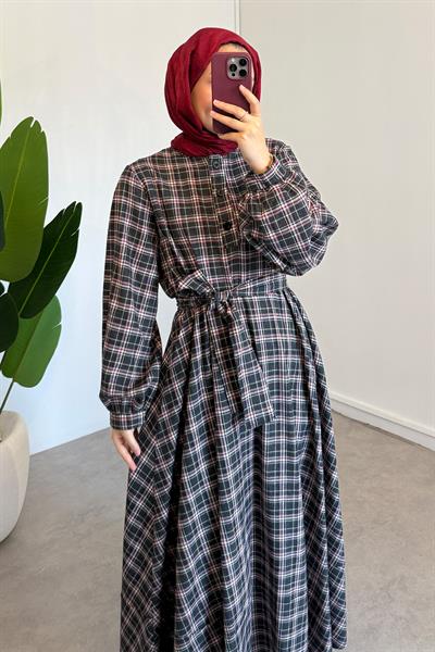 Ekose Elbise - Antrast