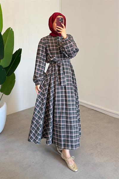 Ekose Elbise - Antrast