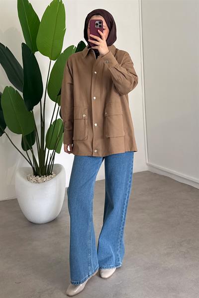 Ekose Garnili Ceket - Vizon