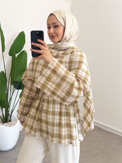 Ekose Şallı Tunik - Yeşil