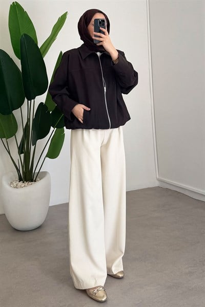 Fermuaarlı Ceket - Kahverengi