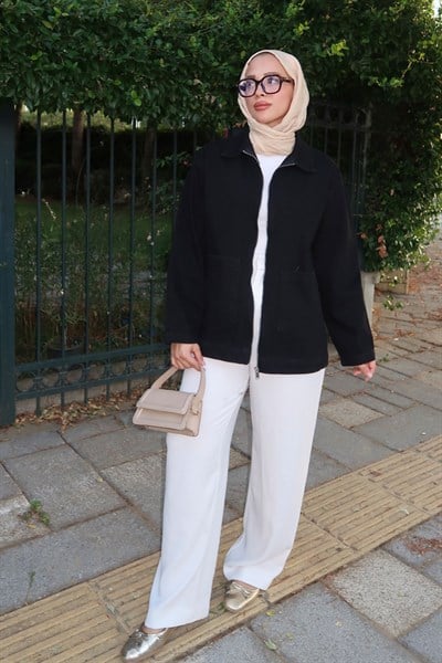 Fermuarlı Ceket - Siyah