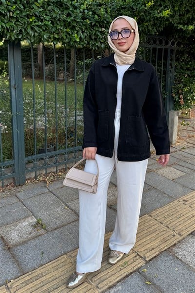 Fermuarlı Ceket - Siyah