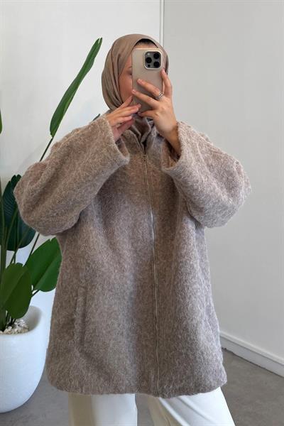 FERMUARLI KAŞE CEKET 9-52637  - BEJ