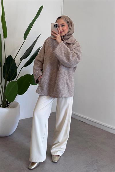 FERMUARLI KAŞE CEKET 9-52637  - BEJ