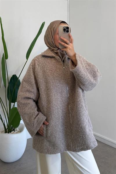 FERMUARLI KAŞE CEKET 9-52637  - BEJ