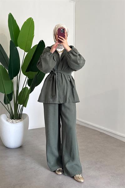 Fermuarlı Modal Takım - Haki Yeşil