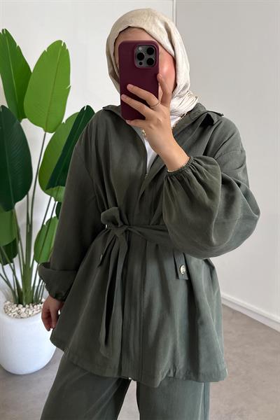 Fermuarlı Modal Takım - Haki Yeşil