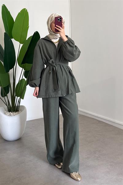 Fermuarlı Modal Takım - Haki Yeşil