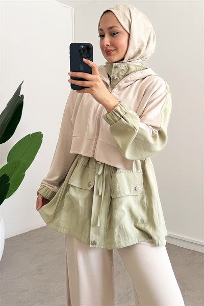 Fermuarlı Modal Takım - Olive