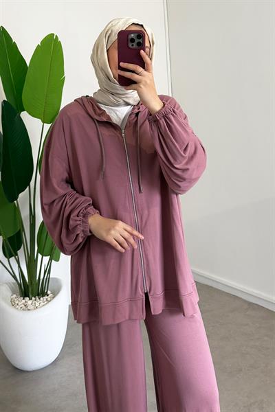 Fermuarlı Süprem Takım - Gül Kurusu