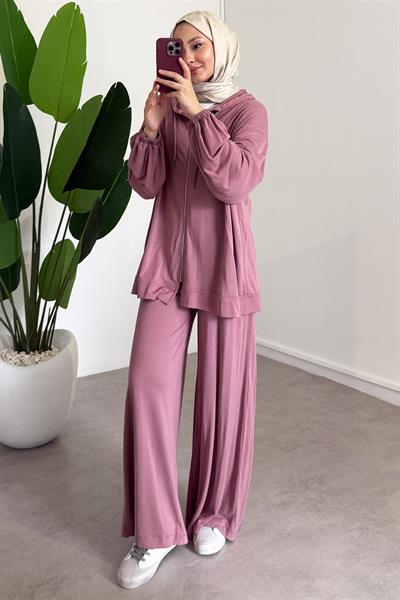 Fermuarlı Süprem Takım - Gül Kurusu