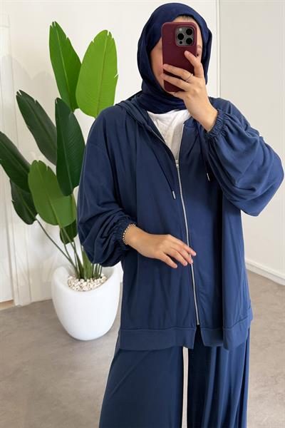 Fermuarlı Süprem Takım - İndigo