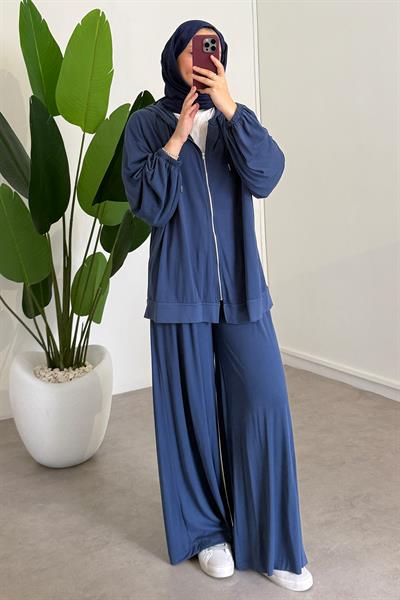 Fermuarlı Süprem Takım - İndigo