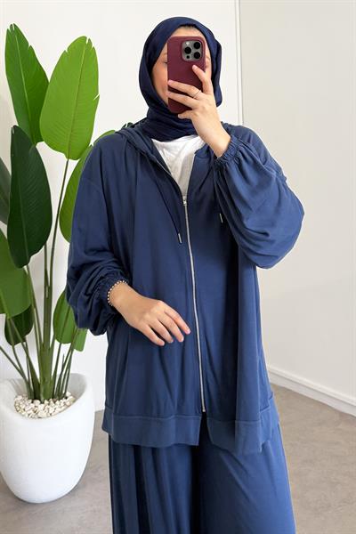 Fermuarlı Süprem Takım - İndigo