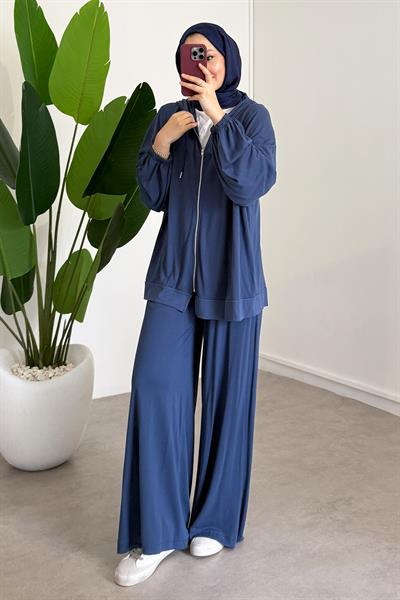 Fermuarlı Süprem Takım - İndigo