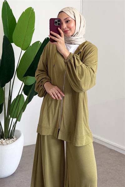Fermuarlı Süprem Takım - Olive