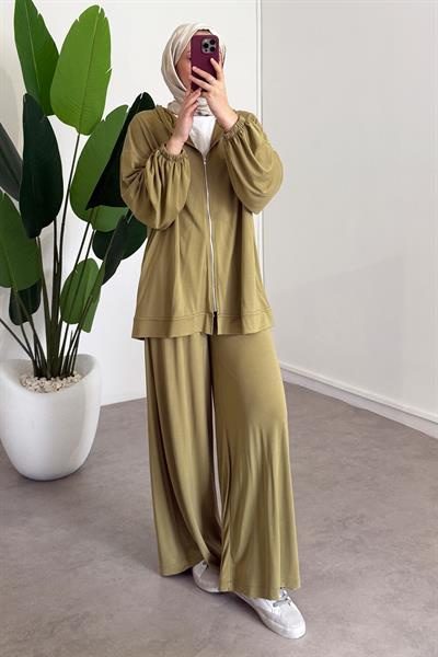 Fermuarlı Süprem Takım - Olive