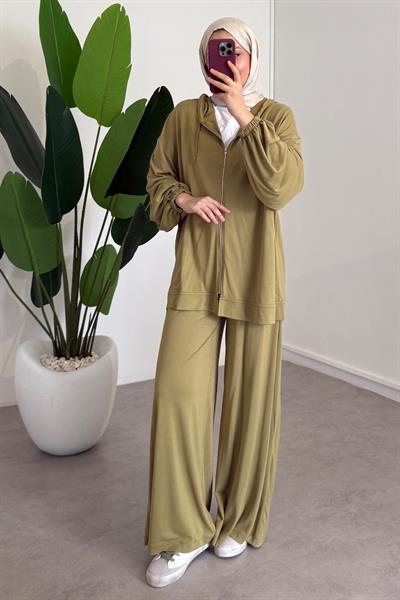 Fermuarlı Süprem Takım - Olive