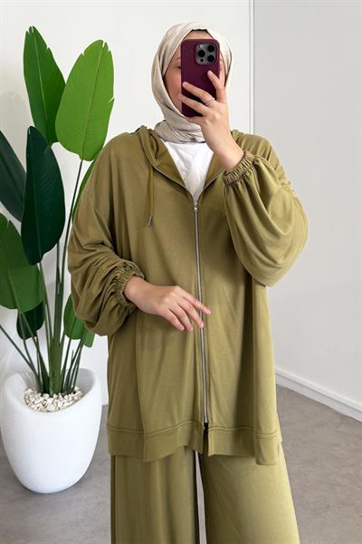 Fermuarlı Süprem Takım - Olive