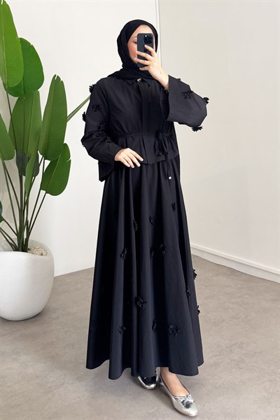 Flowers Etek Takım  - Siyah