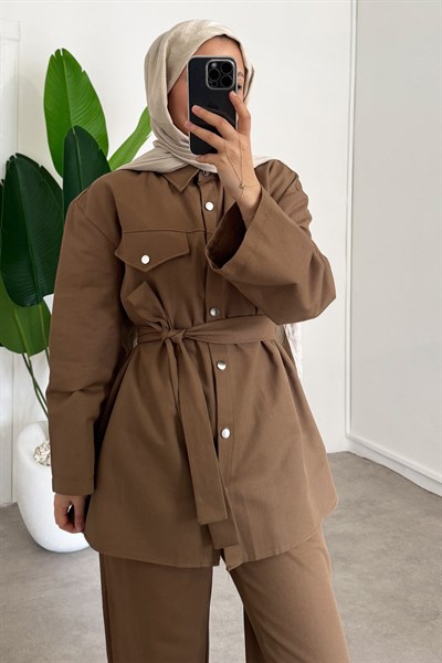Gabardin Çıtçıtlı Takım - Camel