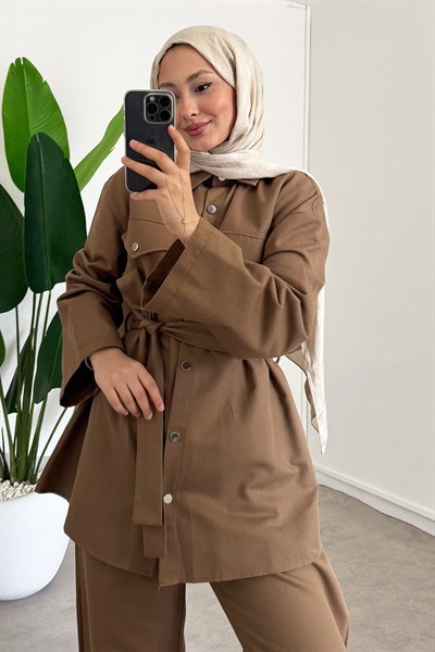 Gabardin Çıtçıtlı Takım - Camel