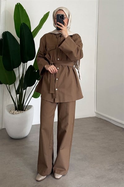 Gabardin Çıtçıtlı Takım - Camel