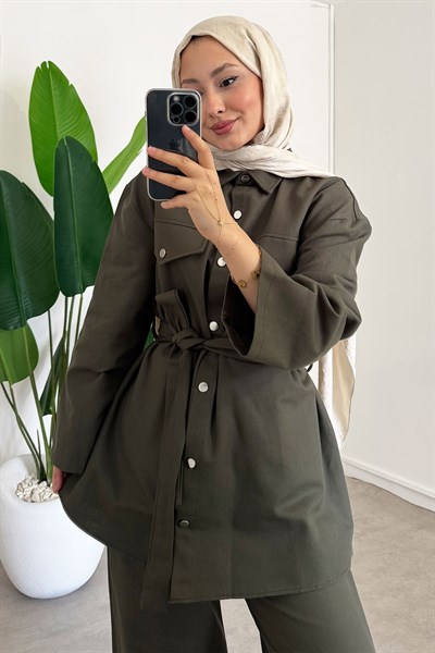Gabardin Çıtçıtlı Takım - Haki Yeşil