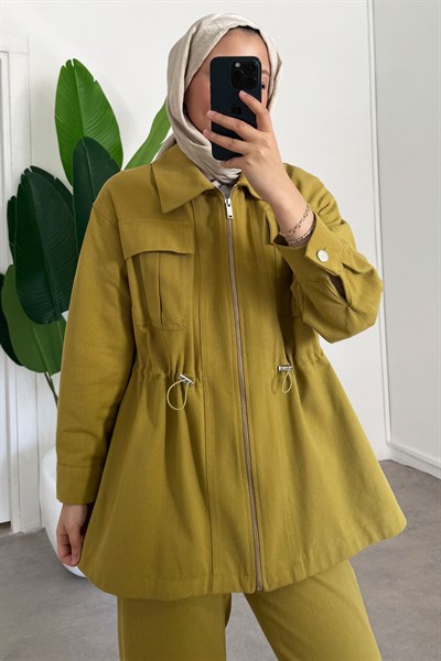 Gabardin Fermuarlı Takım - Olive
