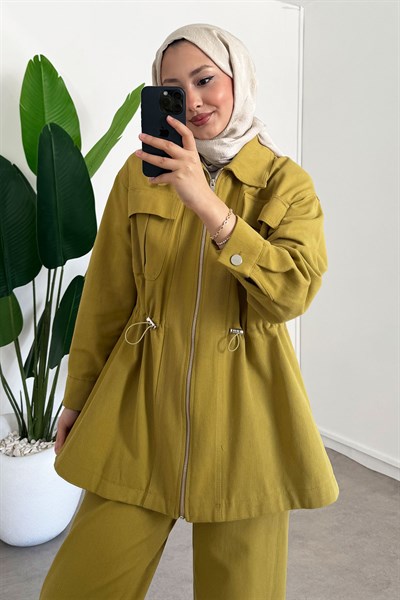 Gabardin Fermuarlı Takım - Olive