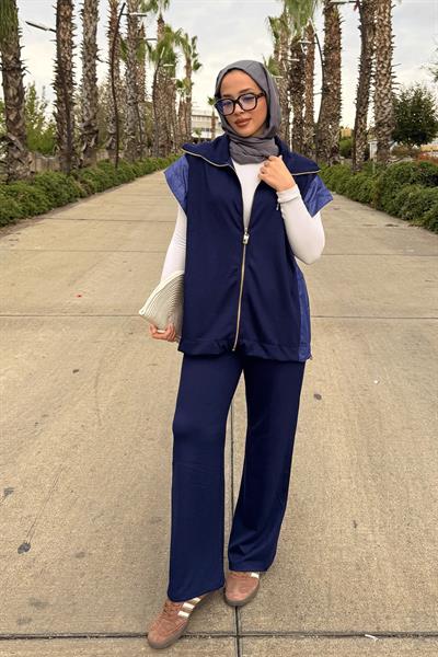 GARNİ DETAYLI YELEK TAKIM 44-3063 - LACİVERT