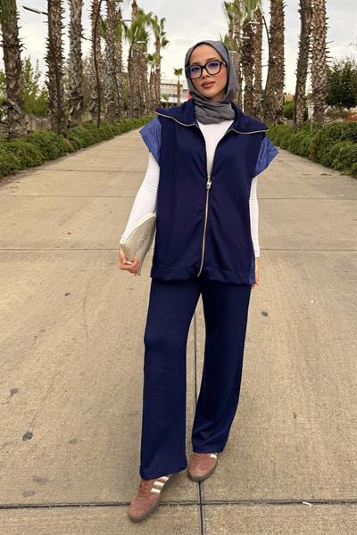 GARNİ DETAYLI YELEK TAKIM 44-3063 - LACİVERT