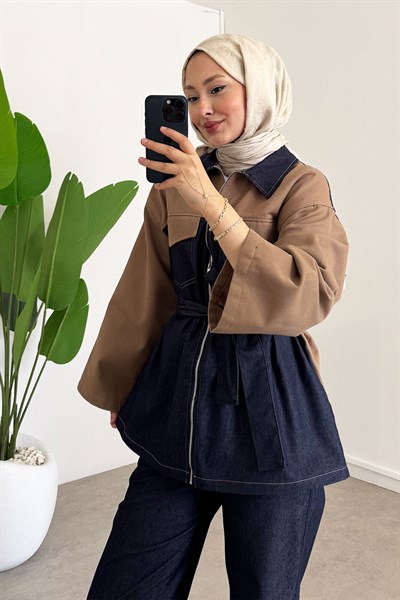 Garnili Denim Takım - Vizon