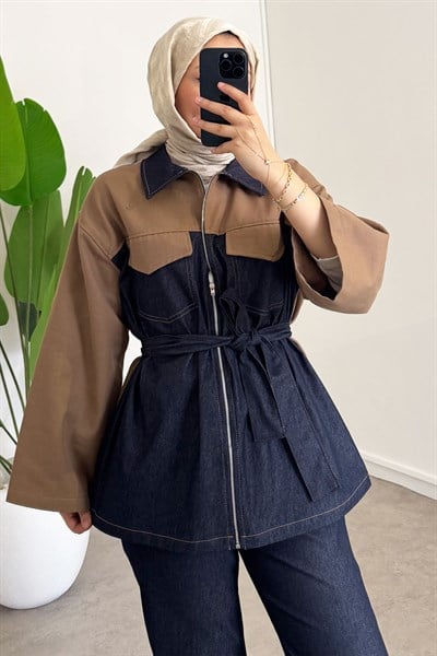 Garnili Denim Takım - Vizon