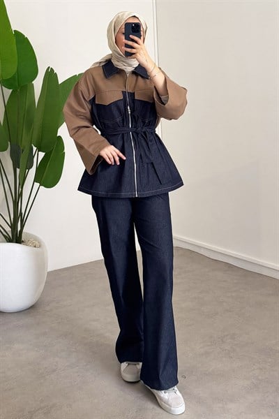 Garnili Denim Takım - Vizon