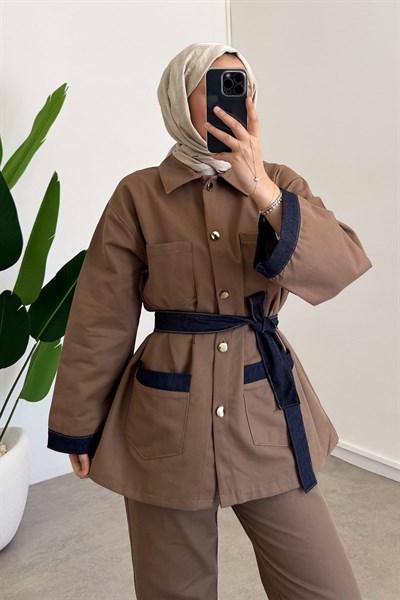 Garnili Gabardin Takım - Camel