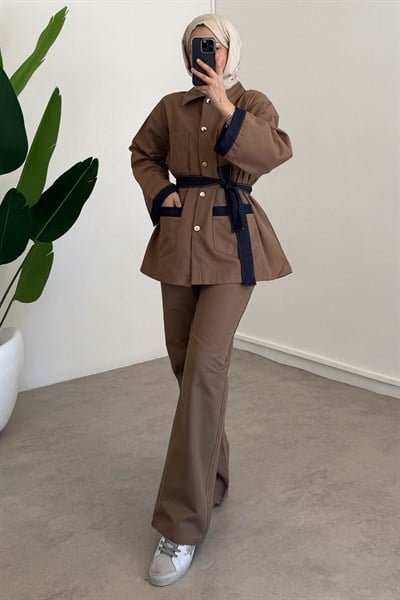 Garnili Gabardin Takım - Camel