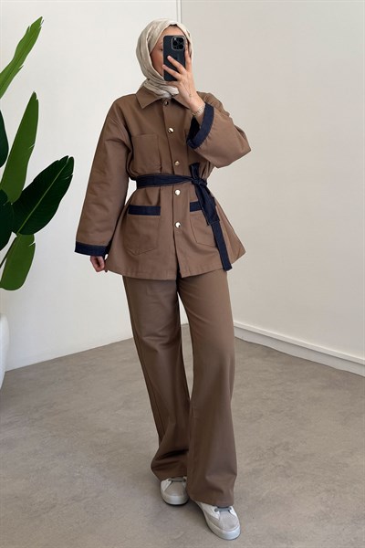 Garnili Gabardin Takım - Camel