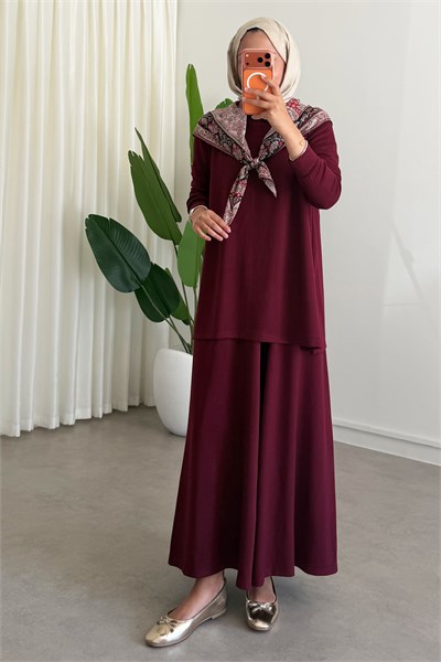 Geniş Paça Oyşh Takım - Bordo