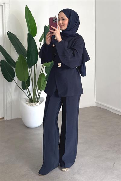 Gold Düğmeli Takım - Lacivert