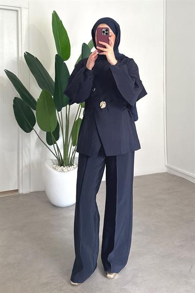 Gold Düğmeli Takım - Lacivert