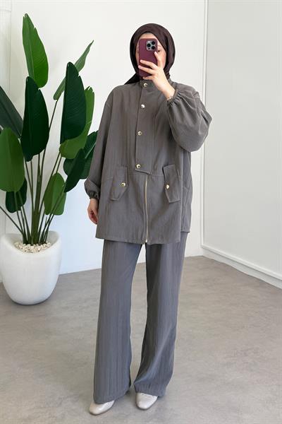 Gold Düğmeli Takım - Vizon