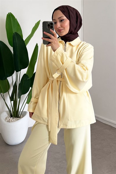 İkili Fermuarlı Takım - Sarı