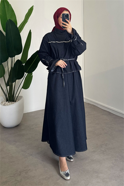 İncili Denim Takım - Lacivert
