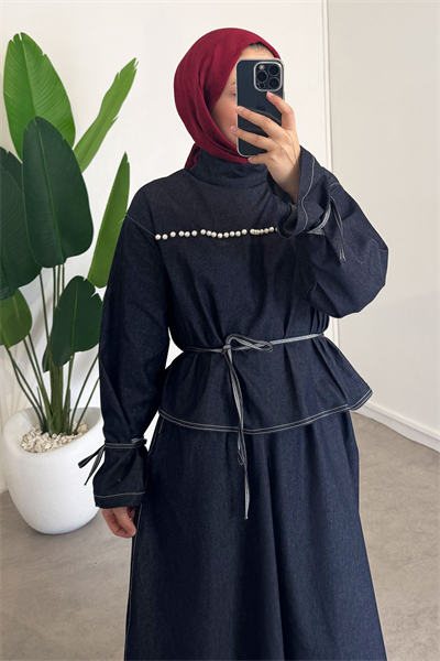 İncili Denim Takım - Lacivert