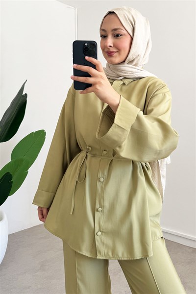 Kaplama Dügme Takım - Olive