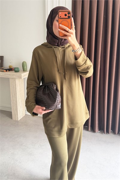 Kapüşonlu Oysh Takım - Olive