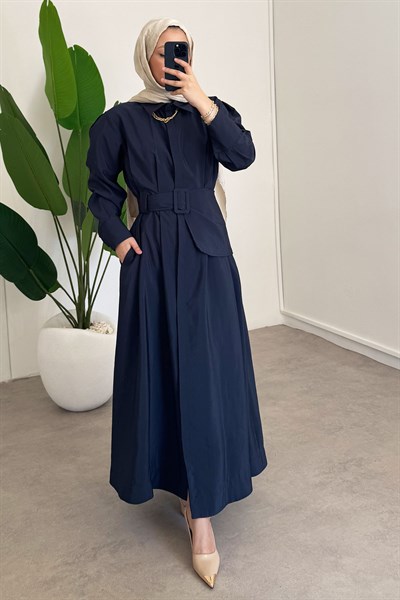 Kemer Detay Elbise - Lacivert