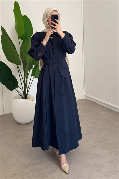 Kemer Detay Elbise - Lacivert